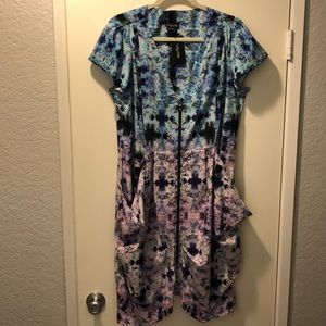 Front Zipper Blue and Purple Cocktail Dress